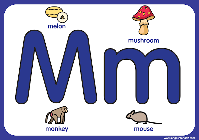 Letter m - big printable alphabet letters for kids learning English